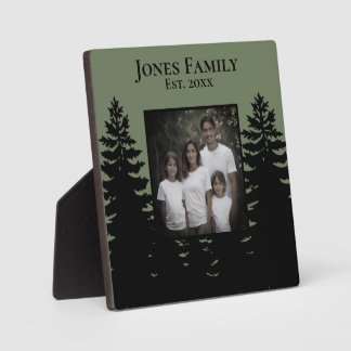 Minimalist black pine tree silhouette personalize plaque