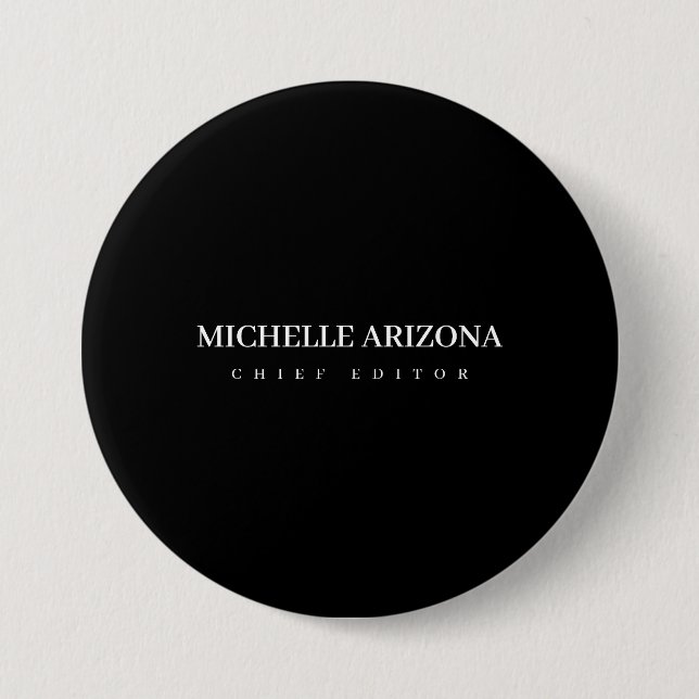 Minimalist Black Professional Modern 3 Inch Round Button (Front)