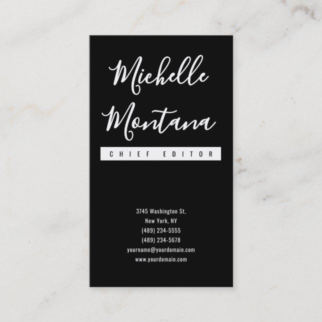 Minimalist Black Professional Modern Business Card (Front)