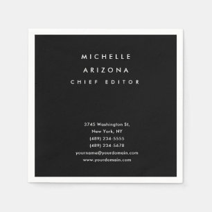 Minimalist Black Professional Modern Napkin