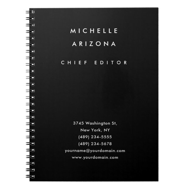 Minimalist Black Professional Modern Notebook (Front)