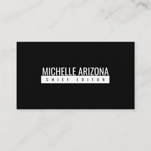 Minimalist Black Professional Modern Premium Linen Business Card (Front)