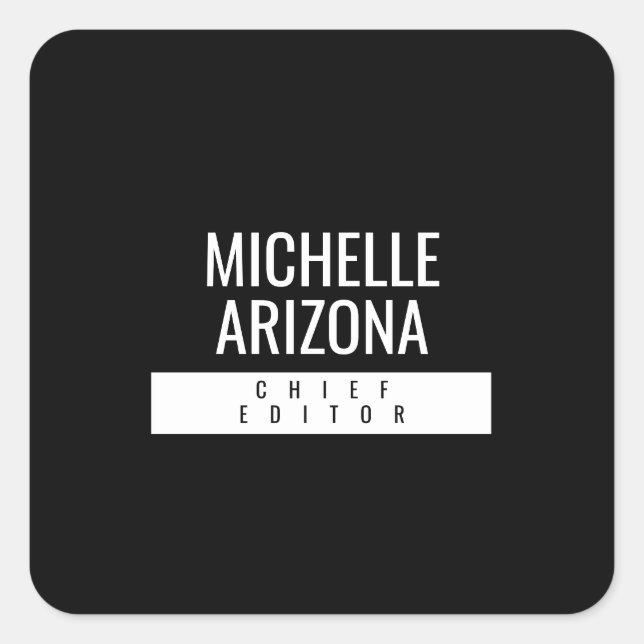 Minimalist Black Professional Modern Square Sticker (Front)