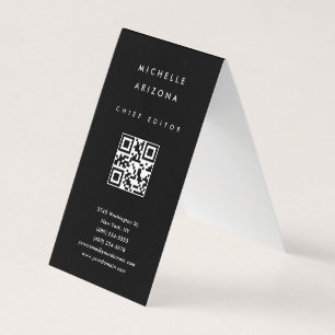 Minimalist Black Professional Scannable QR Code Business Card