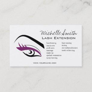 Minimalist Black Purple Eyelash Extension Makeup Business Card
