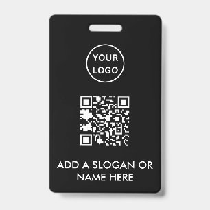 Minimalist Black QR Code Business Logo Event Badge