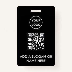 Minimalist Black QR Code Business Logo Event Badge