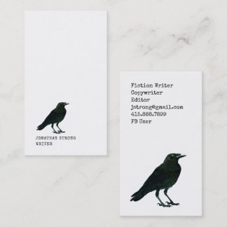 Minimalist Black Raven Writer Business Card