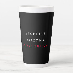 Minimalist Black Red Professional Modern Name Latte Mug