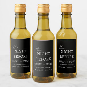 Minimalist Black Rehearsal Dinner Wedding Mini  Wine Label