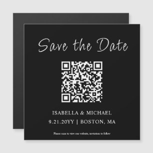Minimalist Black   Save the Date   QR Code Magnet