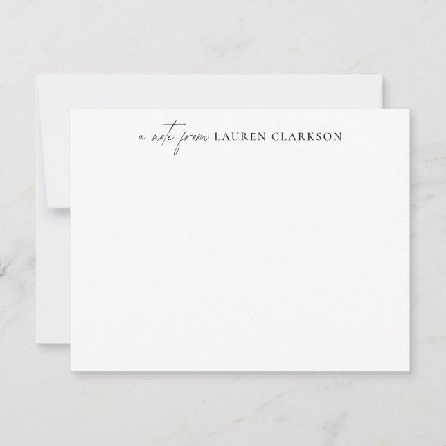 Minimalist Black Script and Serif Note Card (Front)