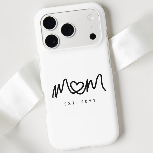 Minimalist Black Script Heart New Mom Established (Minimalist Black Script Heart New Mom Established iPhone Case)
