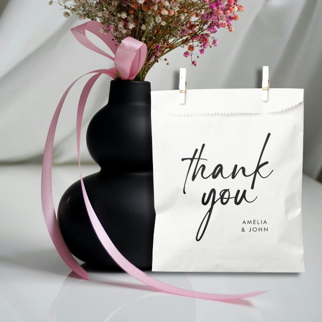 Minimalist Black Script Personalized Thank You Favour Bag (Creator Uploaded)
