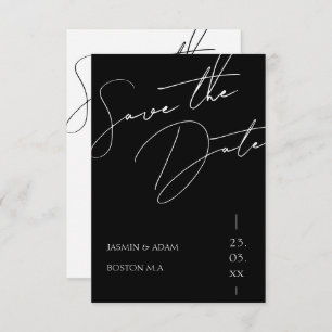 Minimalist Black Script Typography Wedding Save The Date