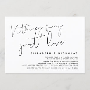 Minimalist Black Script, Wedding Elopement Party Invitation