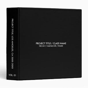 Minimalist black solid custom professional  binder