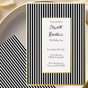 Minimalist Black Stripes Gold 70th Birthday