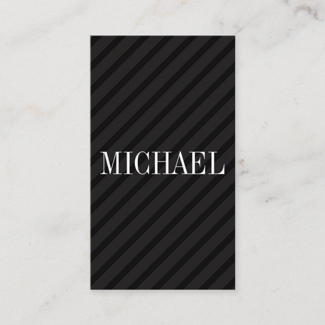 Minimalist Black Stripes with Serif Font Business Card (Front)