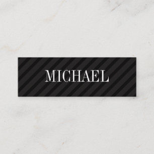 Minimalist Black Stripes with Serif Font Mini Business Card