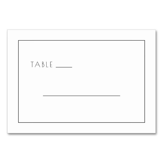Minimalist Black Table Template Number (Front)