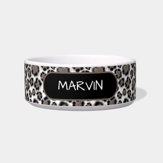 Minimalist Black Taupe Leopard Print  Bowl (Front)