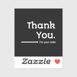 Minimalist Black Thank You Sticker for Business