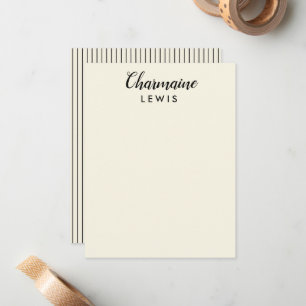 Minimalist black thin stripes personalized tan card