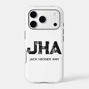 MINIMALIST BLACK THREE LETTER MONOGRAM NAME WHITE