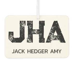 MINIMALIST BLACK THREE LETTER MONOGRAM NAME WHITE AIR FRESHENER