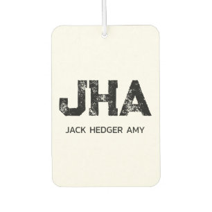 MINIMALIST BLACK THREE LETTER MONOGRAM NAME WHITE AIR FRESHENER