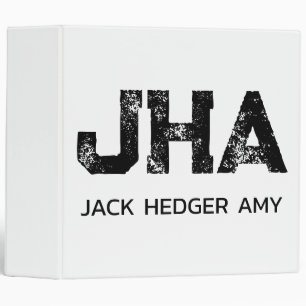 MINIMALIST BLACK THREE LETTER MONOGRAM NAME WHITE BINDER