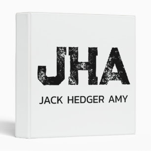 MINIMALIST BLACK THREE LETTER MONOGRAM NAME WHITE BINDER