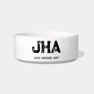 MINIMALIST BLACK THREE LETTER MONOGRAM NAME WHITE BOWL