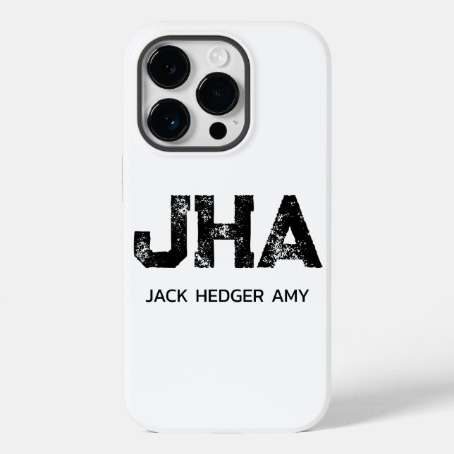 MINIMALIST BLACK THREE LETTER MONOGRAM NAME WHITE Case-Mate iPhone CASE (Back)