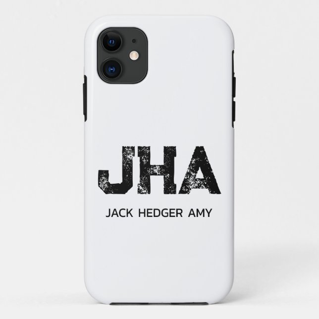 MINIMALIST BLACK THREE LETTER MONOGRAM NAME WHITE Case-Mate iPhone CASE (Back)