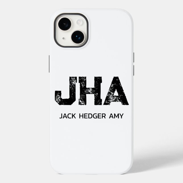 MINIMALIST BLACK THREE LETTER MONOGRAM NAME WHITE Case-Mate iPhone CASE (Back)