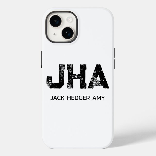MINIMALIST BLACK THREE LETTER MONOGRAM NAME WHITE  Case-Mate iPhone CASE (Back)