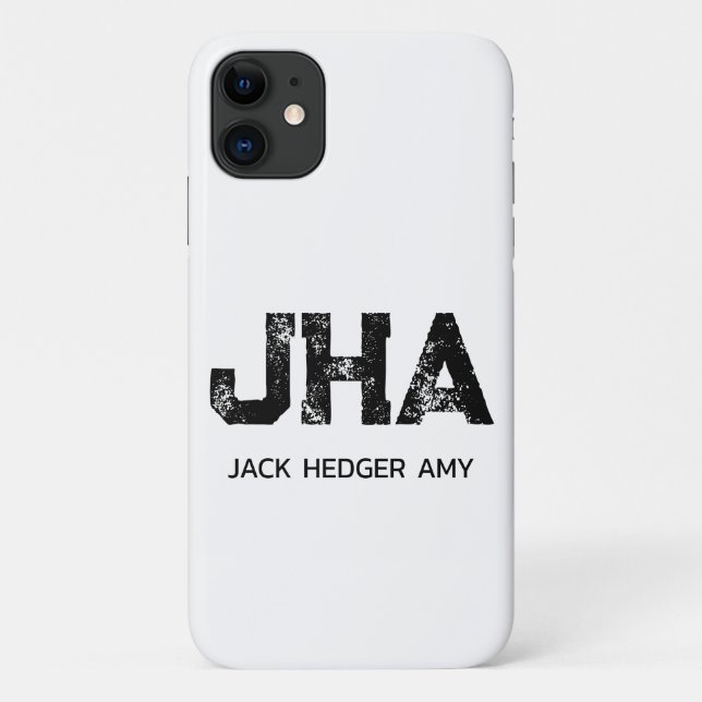 MINIMALIST BLACK THREE LETTER MONOGRAM NAME WHITE Case-Mate iPhone CASE (Back)