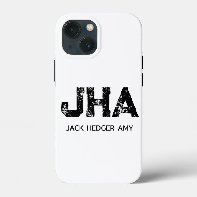 MINIMALIST BLACK THREE LETTER MONOGRAM NAME WHITE Case-Mate iPhone CASE (Back)