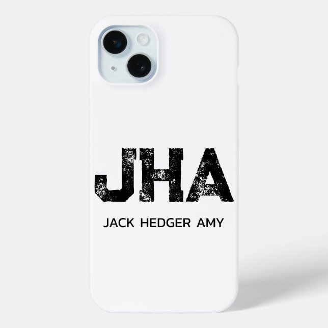 MINIMALIST BLACK THREE LETTER MONOGRAM NAME WHITE Case-Mate iPhone CASE (Back)