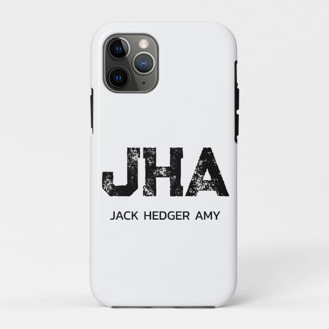MINIMALIST BLACK THREE LETTER MONOGRAM NAME WHITE Case-Mate iPhone CASE (Back)