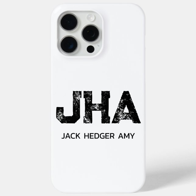 MINIMALIST BLACK THREE LETTER MONOGRAM NAME WHITE Case-Mate iPhone CASE (Back)