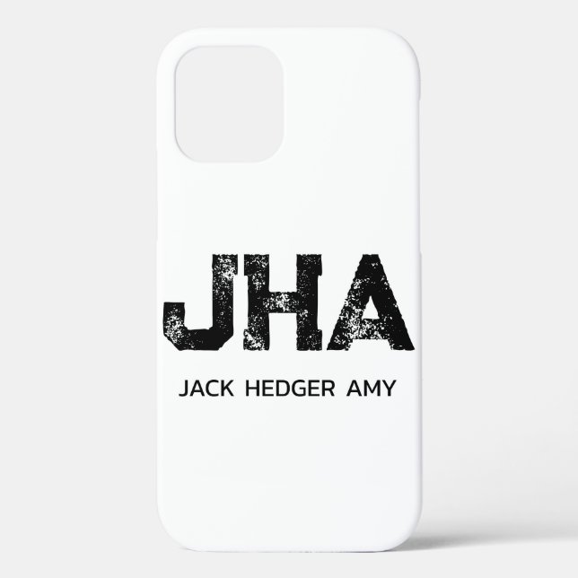MINIMALIST BLACK THREE LETTER MONOGRAM NAME WHITE Case-Mate iPhone CASE (Back)