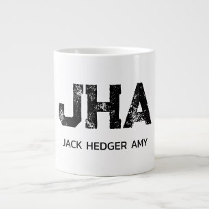 MINIMALIST BLACK THREE LETTER MONOGRAM NAME WHITE LARGE COFFEE MUG