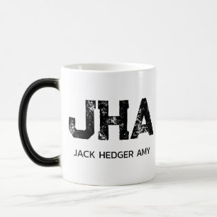 MINIMALIST BLACK THREE LETTER MONOGRAM NAME WHITE MAGIC MUG