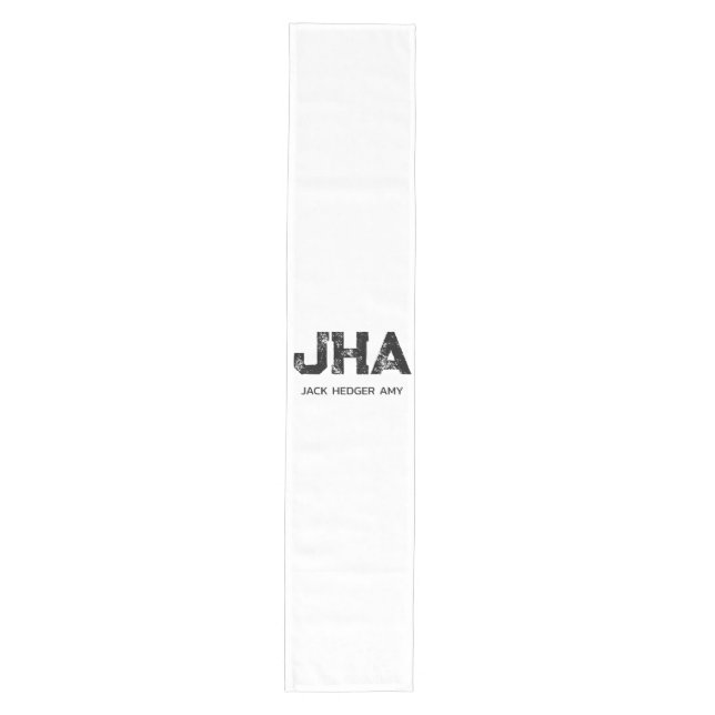 MINIMALIST BLACK THREE LETTER MONOGRAM NAME WHITE MEDIUM TABLE RUNNER (Front)