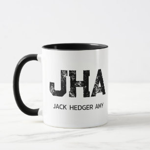 MINIMALIST BLACK THREE LETTER MONOGRAM NAME WHITE MUG