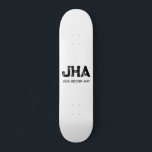MINIMALIST BLACK THREE LETTER MONOGRAM NAME WHITE SKATEBOARD<br><div class="desc">THIS IS A SIMPLE,  THREE LETTER MONOGRAM DESIGN,  SUITABLE FOR EVERYONE.YOU CAN CHANGE,  RESIZE OR ADD TEXT AND COLOURS THE WAY YOU LIKE.THANK YOU.</div>