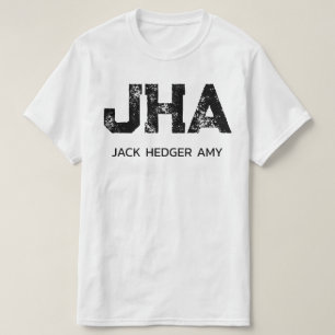 MINIMALIST BLACK THREE LETTER MONOGRAM NAME WHITE T-Shirt